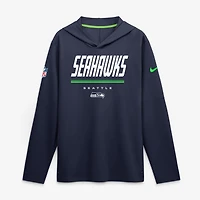 T-shirt à manches longues et capuche Nike College Navy Seattle Seahawks Sideline Dri-FIT pour homme