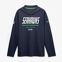 Men's Nike College Navy Seattle Seahawks Sideline Dri-FIT Hooded Long Sleeve T-Shirt
