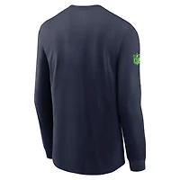 T-shirt à manches longues Nike College Navy Seattle Seahawks Sideline Dri-FIT pour homme
