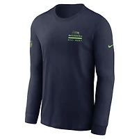 Men's Nike College Navy Seattle Seahawks Sideline Dri-FIT Long Sleeve T-Shirt