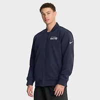 Men's Nike College Navy Seattle Seahawks Sideline Full-Zip Bomber Jacket