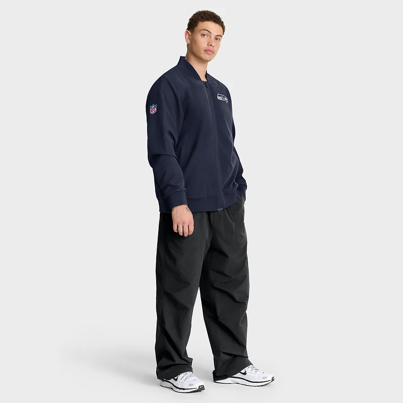 Men's Nike College Navy Seattle Seahawks Sideline Full-Zip Bomber Jacket