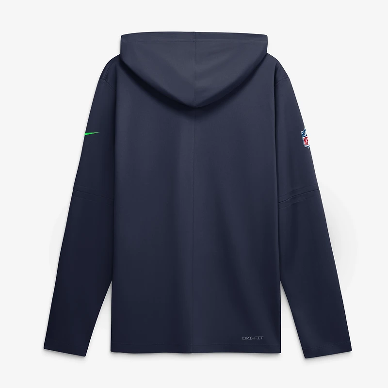 Men's Nike College Navy Seattle Seahawks Sideline Lightweight Long Sleeve Hooded Dri-FIT Top