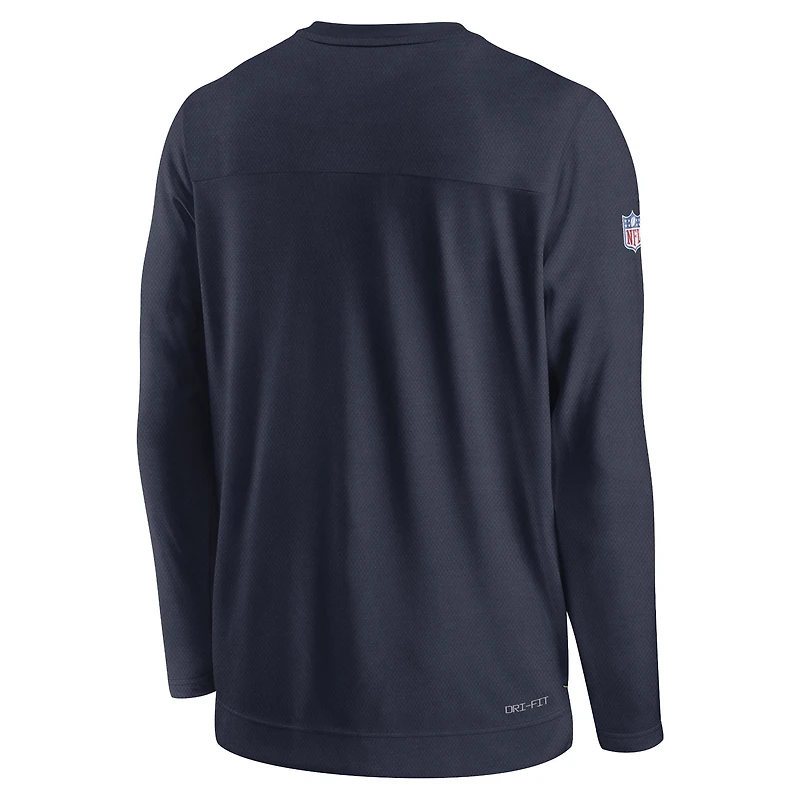 T-shirt à manches longues pour homme Nike College Navy Seattle Seahawks Sideline Lockup Performance