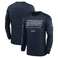 Men's Nike College Navy Seattle Seahawks Sideline Offensive Transition Velocity Dri-FIT Long Sleeve T-Shirt