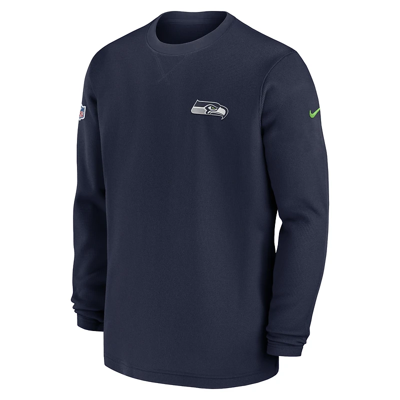 Men's Nike College Navy Seattle Seahawks Sideline Performance Long Sleeve T-Shirt