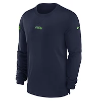 Men's Nike College Navy Seattle Seahawks Sideline Performance Long Sleeve T-Shirt