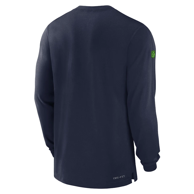 Men's Nike College Navy Seattle Seahawks Sideline Performance Long Sleeve T-Shirt