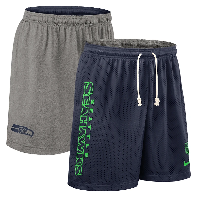 Men's Nike College Navy Seattle Seahawks Sideline Reversible Dri-FIT Shorts