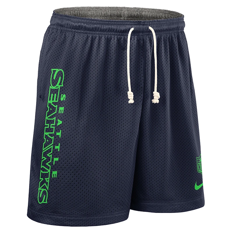 Men's Nike College Navy Seattle Seahawks Sideline Reversible Dri-FIT Shorts