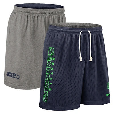 Men's Nike College Navy Seattle Seahawks Sideline Reversible Dri-FIT Shorts