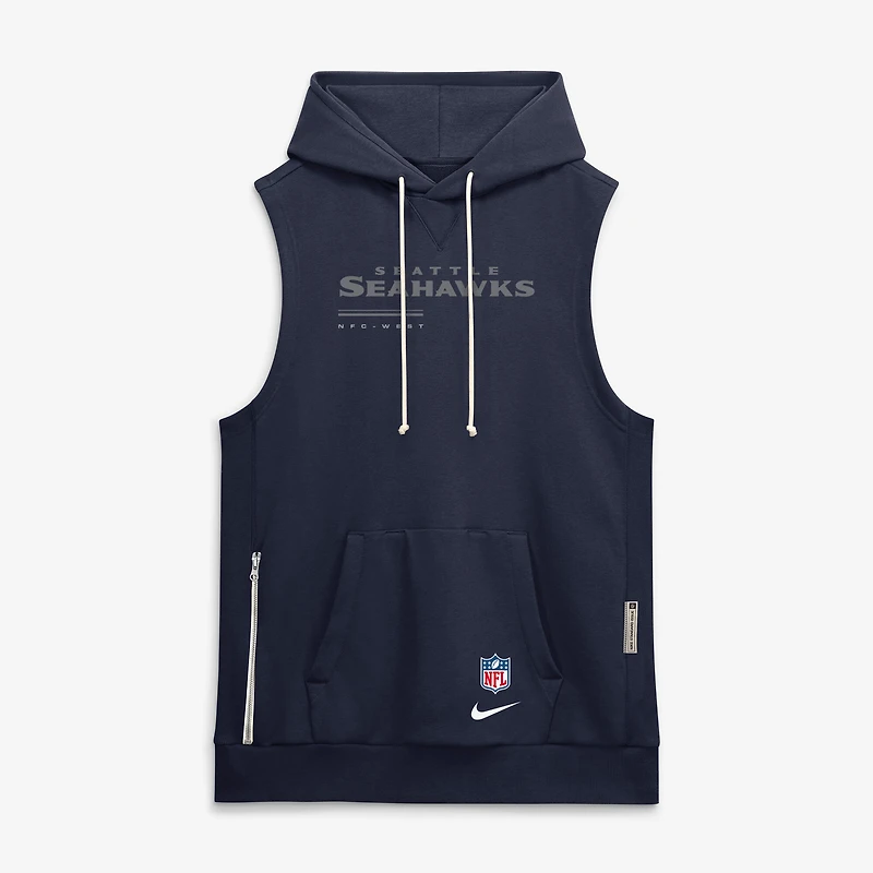 Men's Nike College Navy Seattle Seahawks Sideline Standard Issue Dri-FIT Sleeveless Hoodie