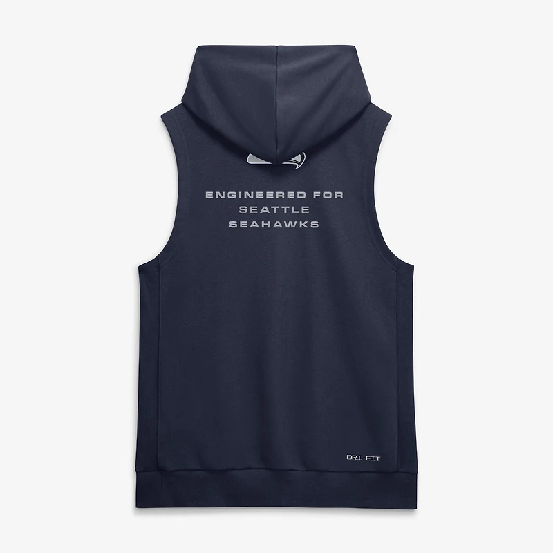 Men's Nike College Navy Seattle Seahawks Sideline Standard Issue Dri-FIT Sleeveless Hoodie