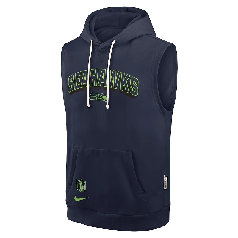 Sweat à capuche sans manches Nike College Navy Seattle Seahawks Sideline Standard Issue Dri-FIT pour homme