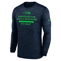 Men's Nike College Navy Seattle Seahawks Sideline Velocity Performance Long Sleeve T-Shirt