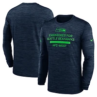 Men's Nike College Navy Seattle Seahawks Sideline Velocity Performance Long Sleeve T-Shirt