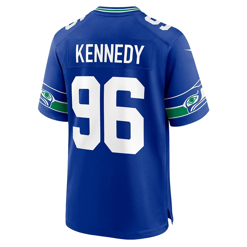 Nike Cortez Kennedy Royal Seattle Seahawks Throwback Joueur à la retraite Maillot de jeu pour homme