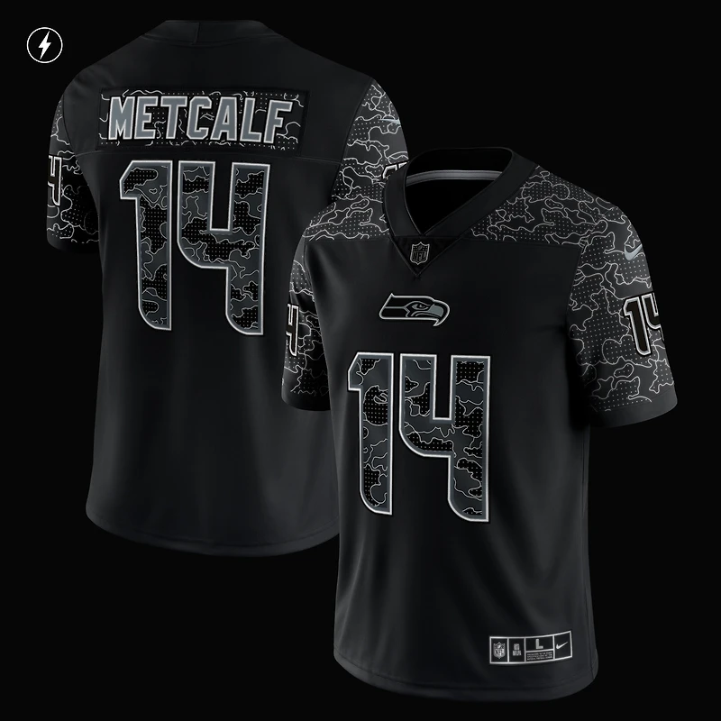 Men's Nike DK Metcalf Black Seattle Seahawks RFLCTV Limited Jersey