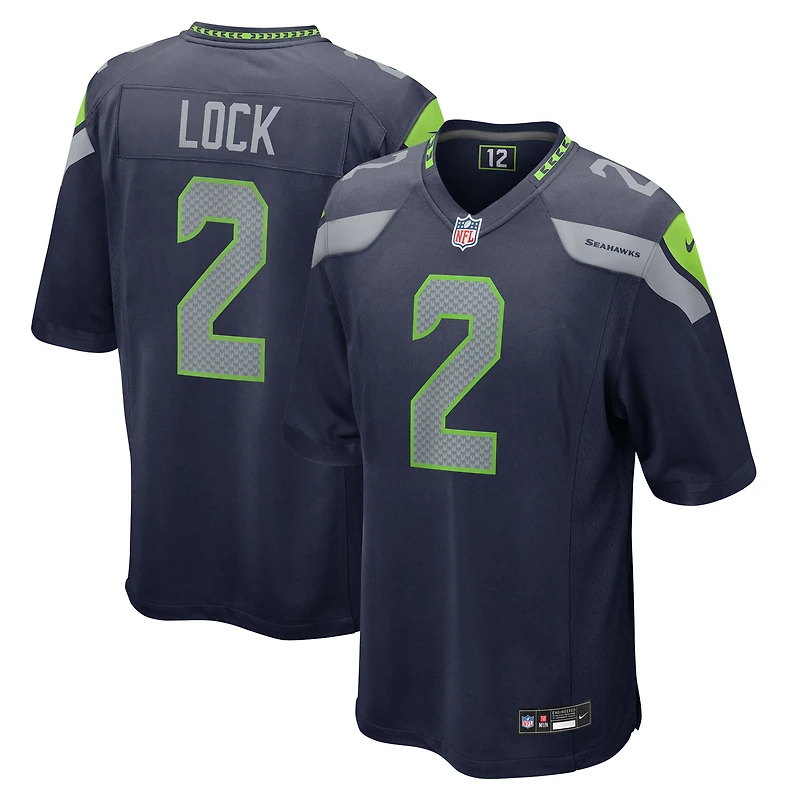 Men's Nike Drew Lock  College Navy Seattle Seahawks Team Game Jersey