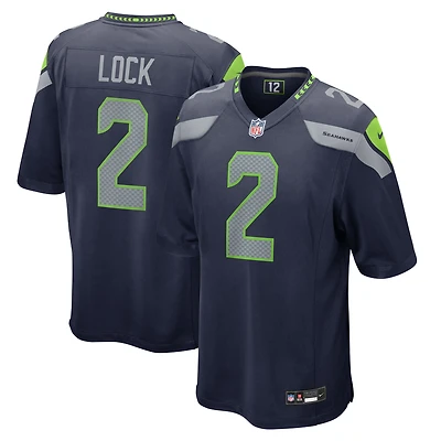 Men's Nike Drew Lock College Navy Seattle Seahawks Team Game Jersey