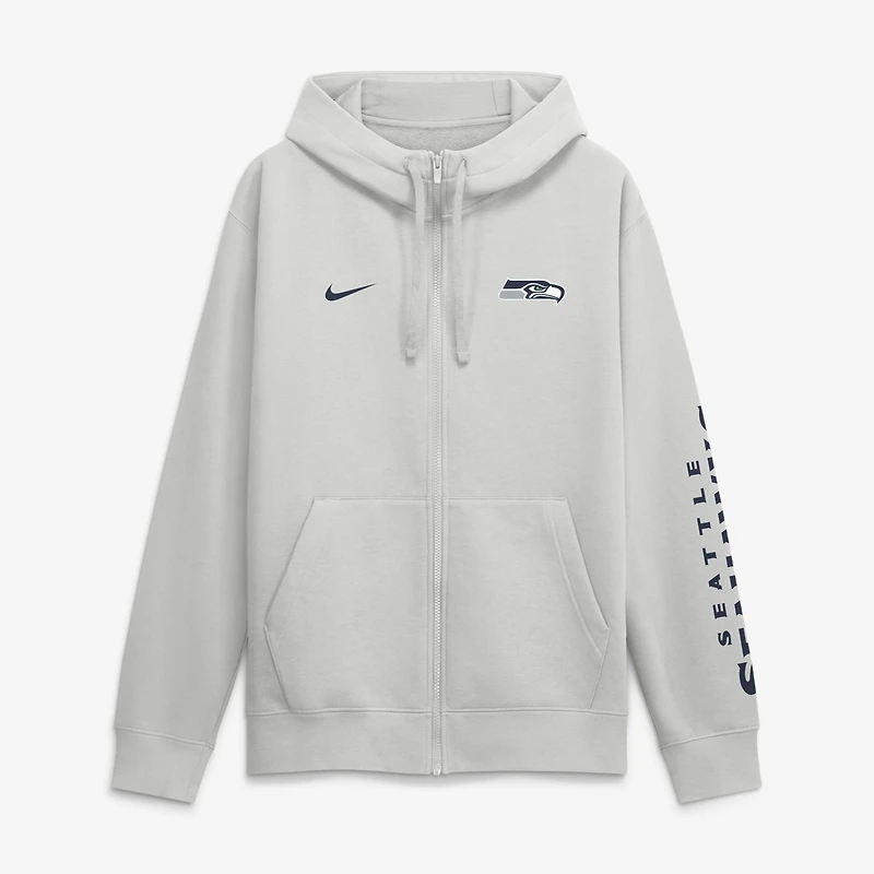Sweat à capuche zippé Nike Cool Down Club gris Seattle Seahawks pour homme