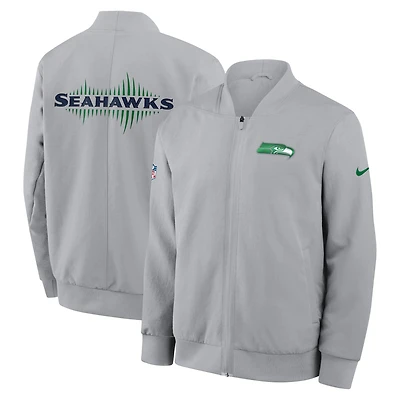 Men's Nike Gray Seattle Seahawks Rivalries Collection Sideline Full-Zip Bomber Jacket