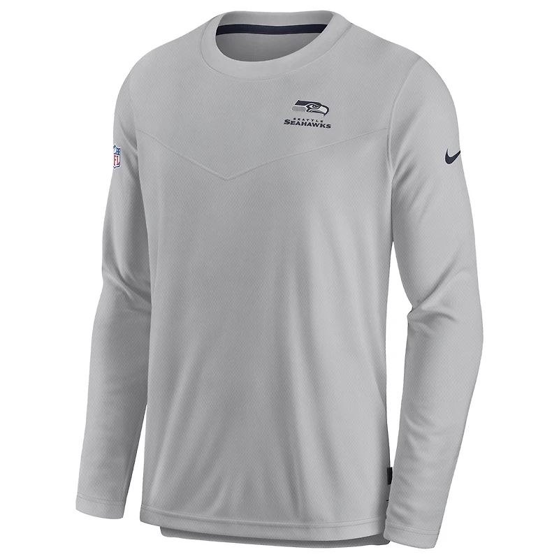Men's Nike Gray Seattle Seahawks Sideline Lockup Performance Pullover Sweatshirt