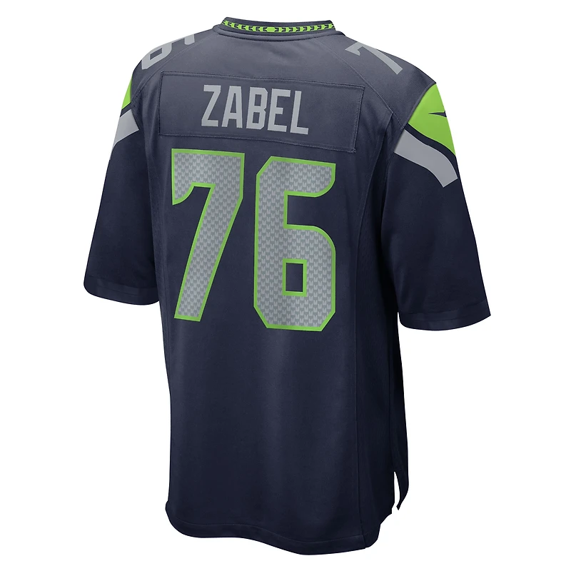 Men's Nike Grey Zabel  College Navy Seattle Seahawks Team Game Jersey
