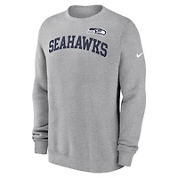 Men's Nike Heather Gray Seattle Seahawks Club Pullover Sweatshirt