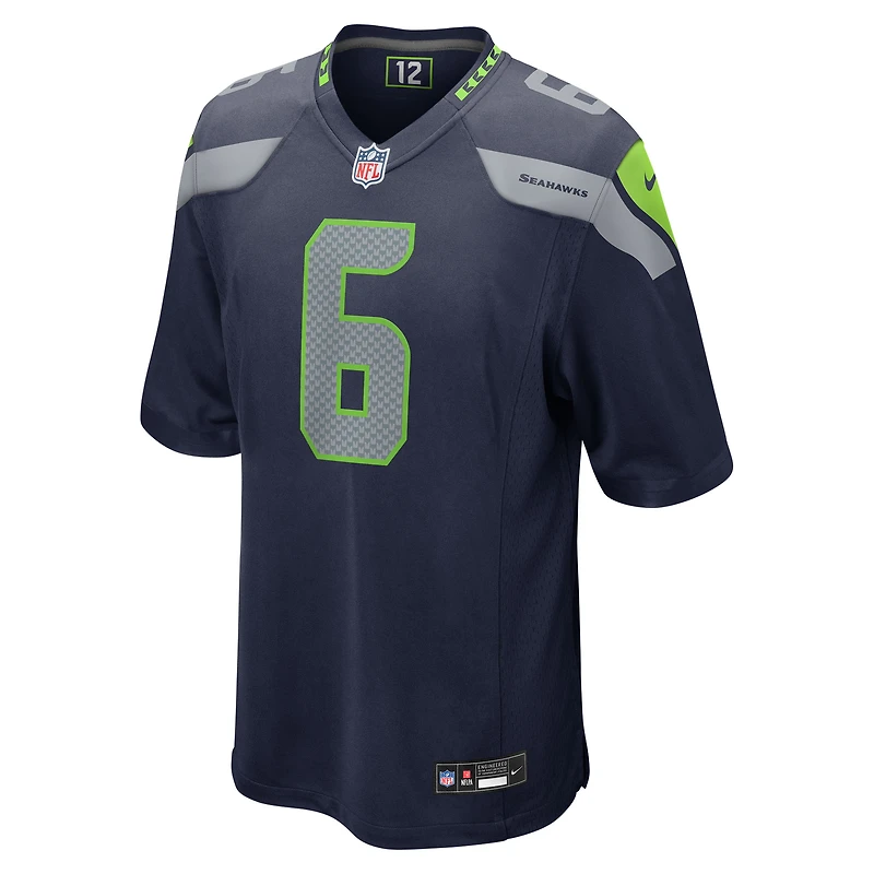 Men's Nike Jalen Milroe College Navy Seattle Seahawks 2025 NFL Draft Game Jersey
