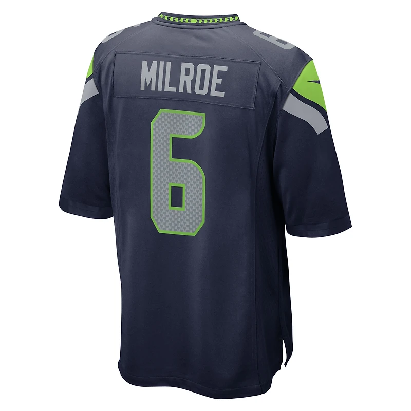 Men's Nike Jalen Milroe College Navy Seattle Seahawks 2025 NFL Draft Game Jersey
