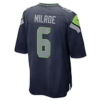 Men's Nike Jalen Milroe College Navy Seattle Seahawks 2025 NFL Draft Game Jersey