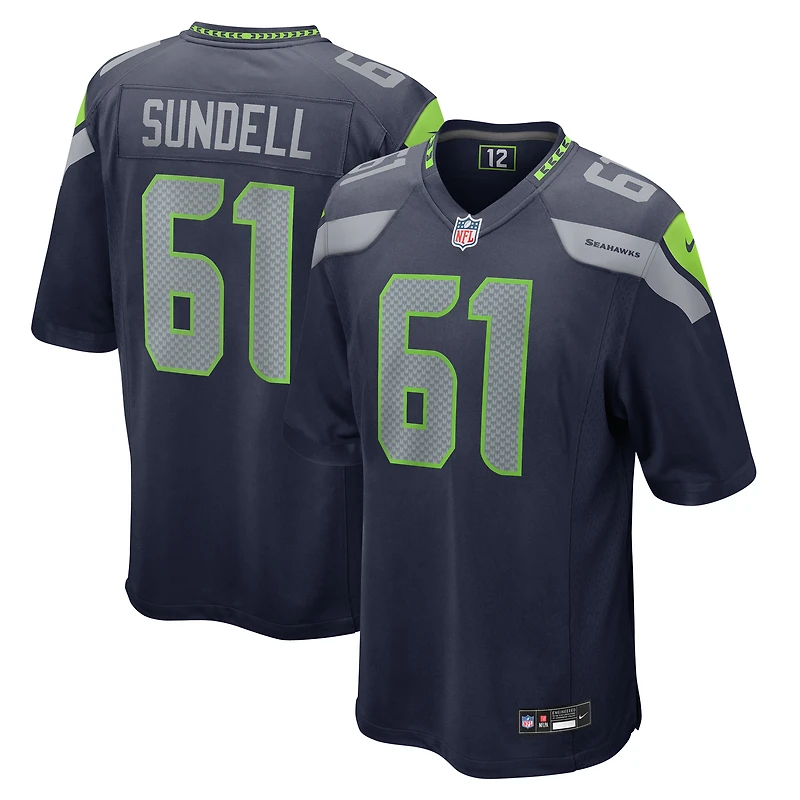 Men's Nike Jalen Sundell College Navy Seattle Seahawks Game Jersey