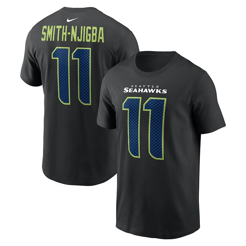 T-shirt Nike Jaxon Smith-Njigba noir Seattle Seahawks Carbon avec nom et numéro pour homme