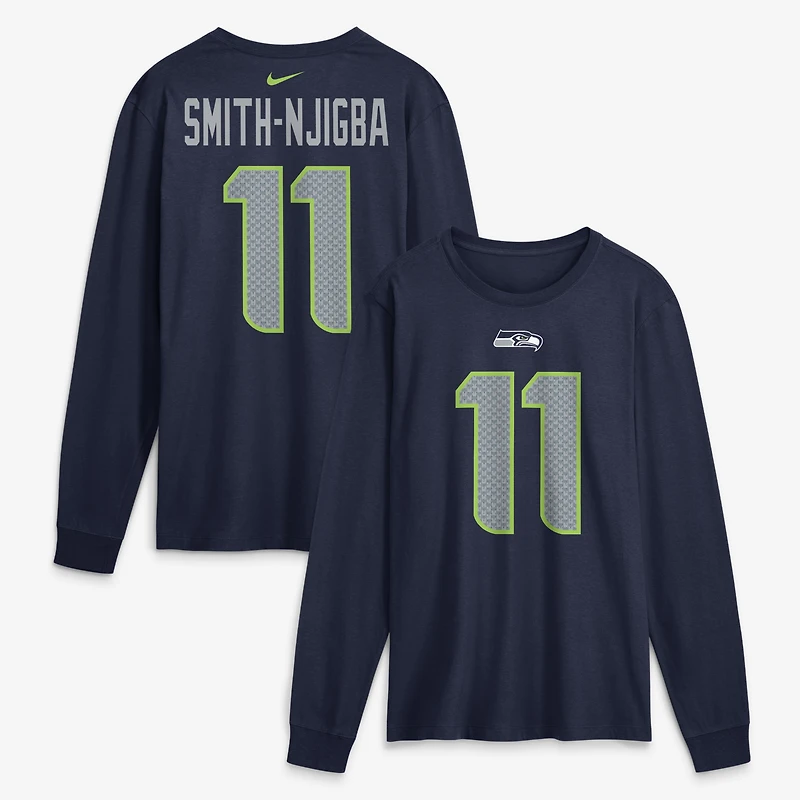 Men's Nike Jaxon Smith-Njigba College Navy Seattle Seahawks Name & Number Long Sleeve T-Shirt