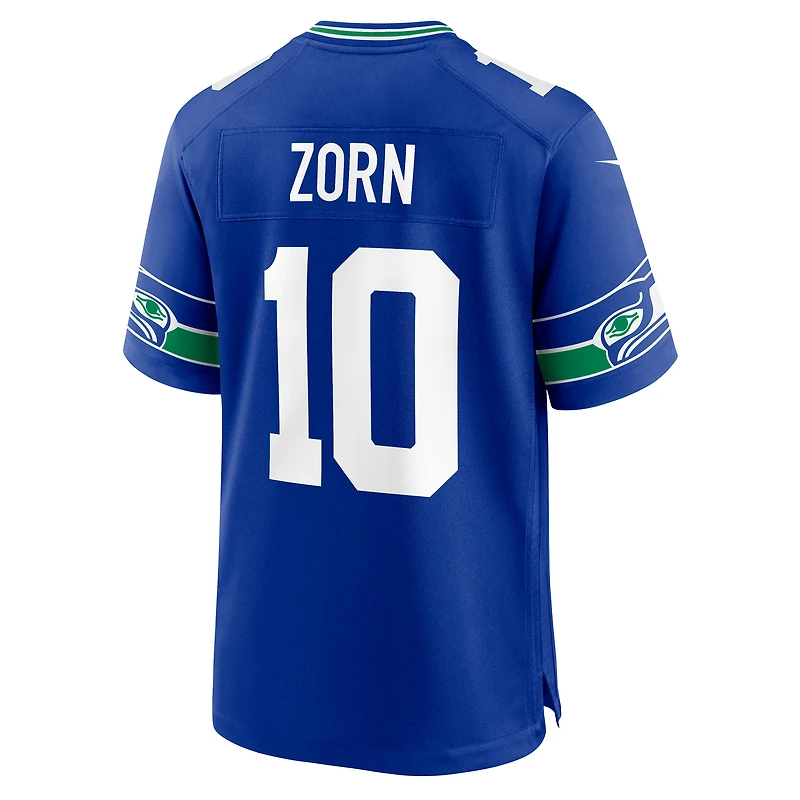 Maillot de match alternatif Nike Jim Zorn Royal pour homme, joueur retraité des Seattle Seahawks