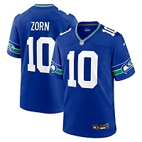 Maillot de match alternatif Nike Jim Zorn Royal pour homme, joueur retraité des Seattle Seahawks