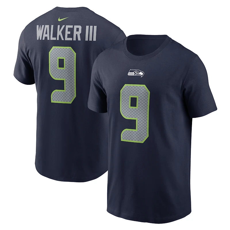 Men's Nike Kenneth Walker III College Navy Seattle Seahawks Player Name & Number T-Shirt