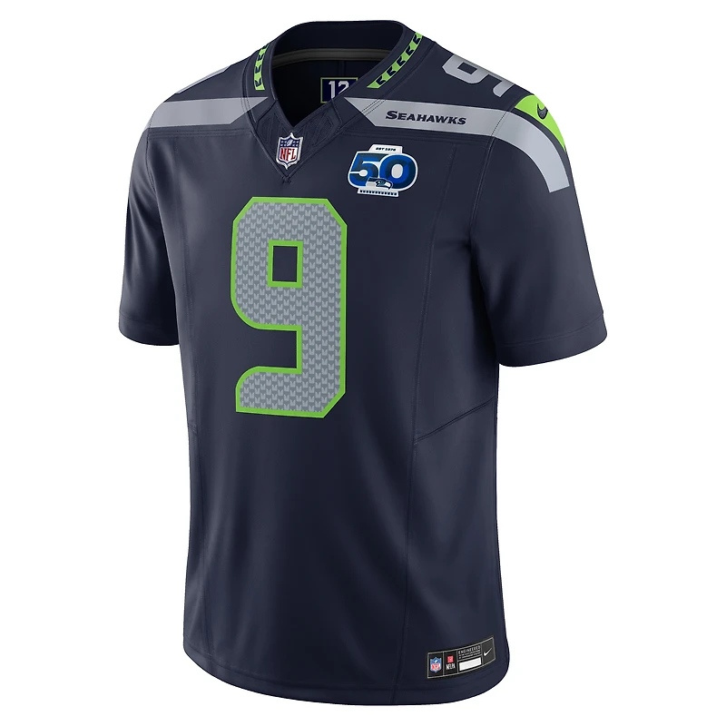Maillot Nike Kenneth Walker III College Navy pour homme, édition limitée, des Seattle Seahawks, 50e saison, Vapor F.U.S.E.