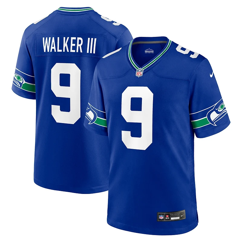Maillot Nike Kenneth Walker III Royal Seattle Seahawks Throwback Player Game pour homme