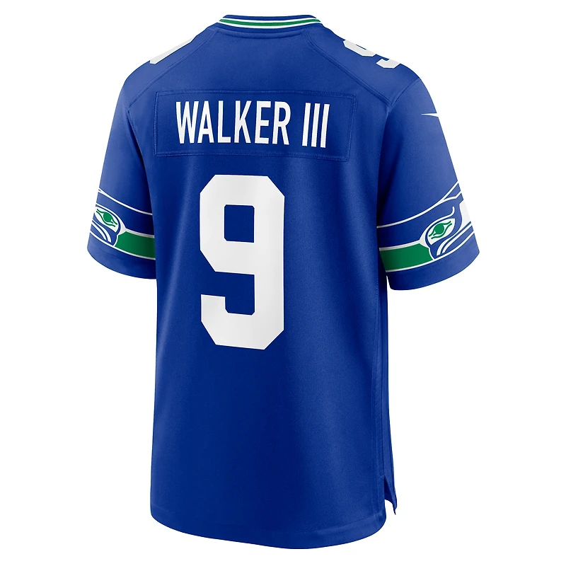 Maillot Nike Kenneth Walker III Royal Seattle Seahawks Throwback Player Game pour homme