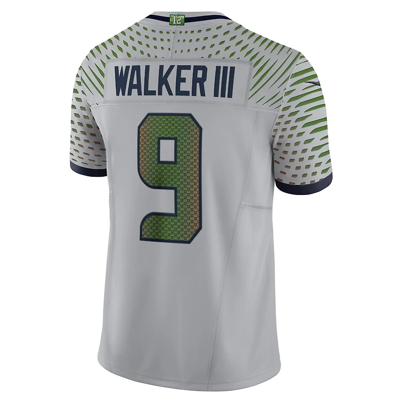 Maillot Nike Kenneth Walker III pour homme, gris loup, collection limitée des Seattle Seahawks 2025 Rivalries