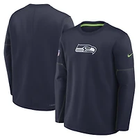 Sweat-shirt Nike Therma-FIT mi-lourd pour homme, bleu marine, Seattle Seahawks, modèle Sideline Coaches