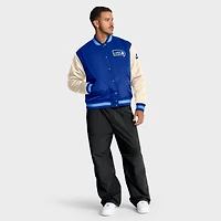 Veste aviateur Nike Rewind Legacy à boutons-pression pour homme, bleu royal/crème, Seattle Seahawks