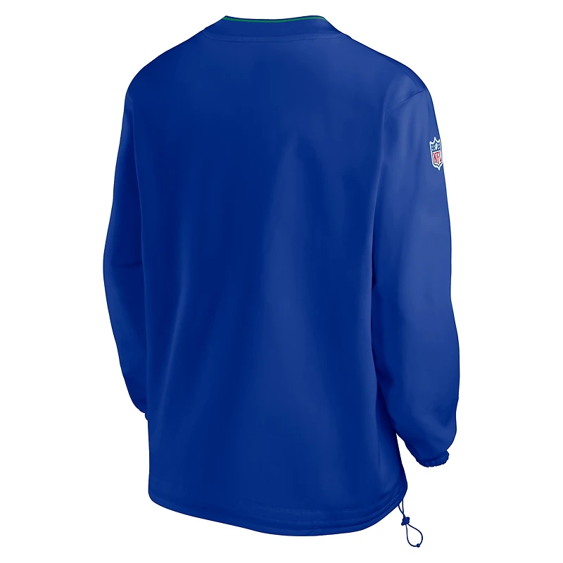 Coupe-vent à manches longues et col en V avec logo rétro 2024 de Nike Royal Seattle Seahawks pour homme