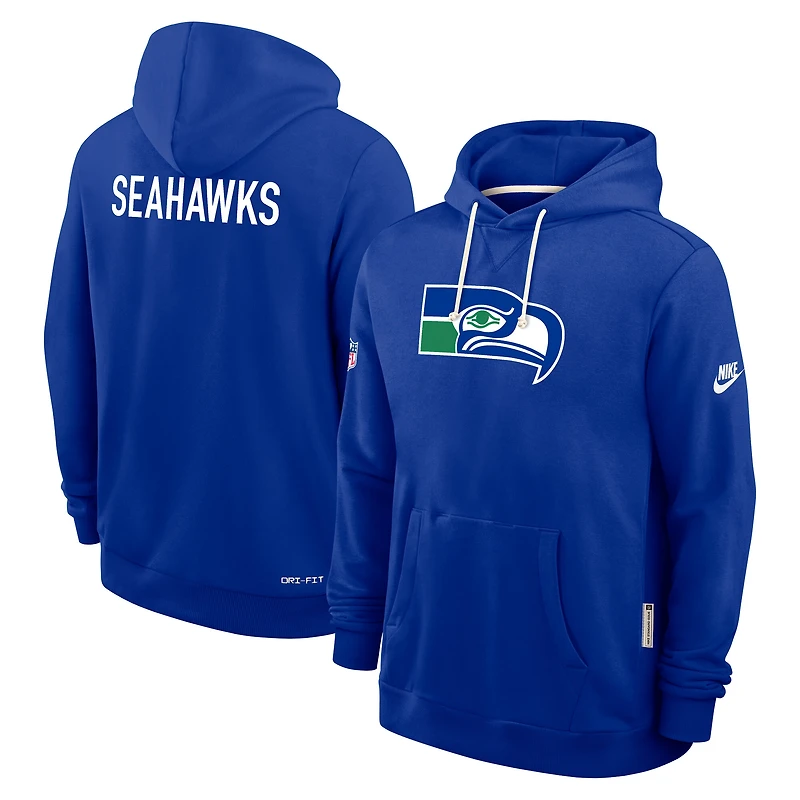 Sweat à capuche Nike Royal Seattle Seahawks 2025 Sideline Standard Issue Alt Pack Dri-FIT pour homme