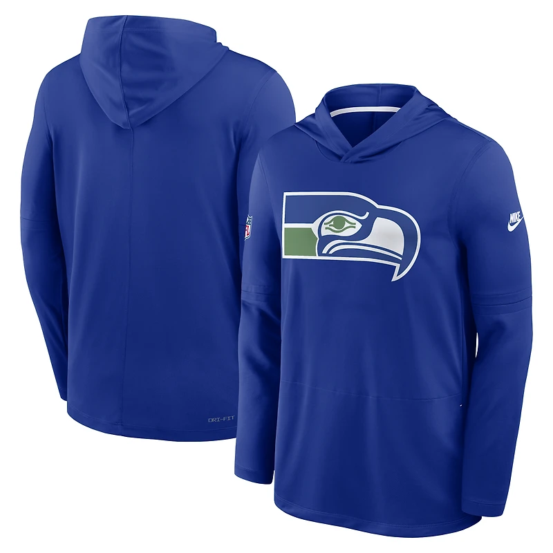 Men's Nike Royal Seattle Seahawks Alt Dri-FIT Hooded Long Sleeve T-Shirt