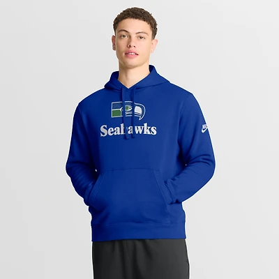 Men's Nike Royal Seattle Seahawks Best Season Rewind Club Pullover Hoodie