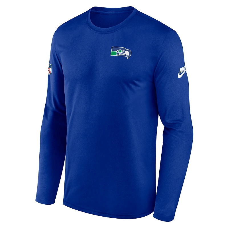 Men's Nike Royal Seattle Seahawks Legend Small Logo Dri-FIT Long Sleeve T-Shirt