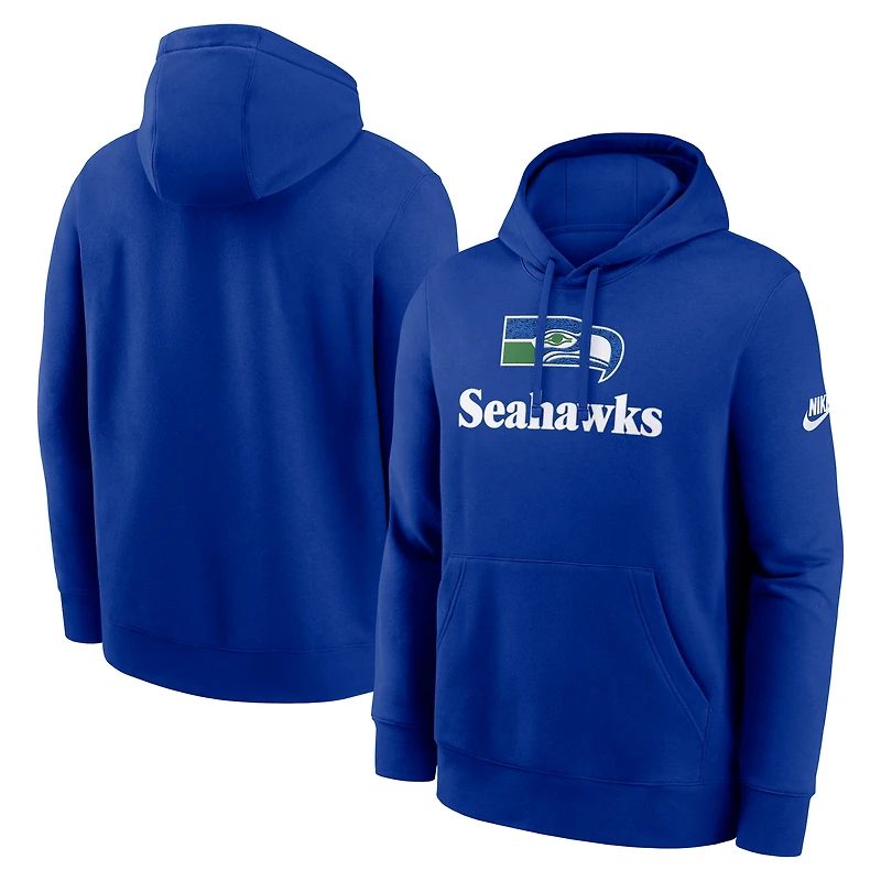 Sweat à capuche Nike Royal Seattle Seahawks Rewind Club pour homme